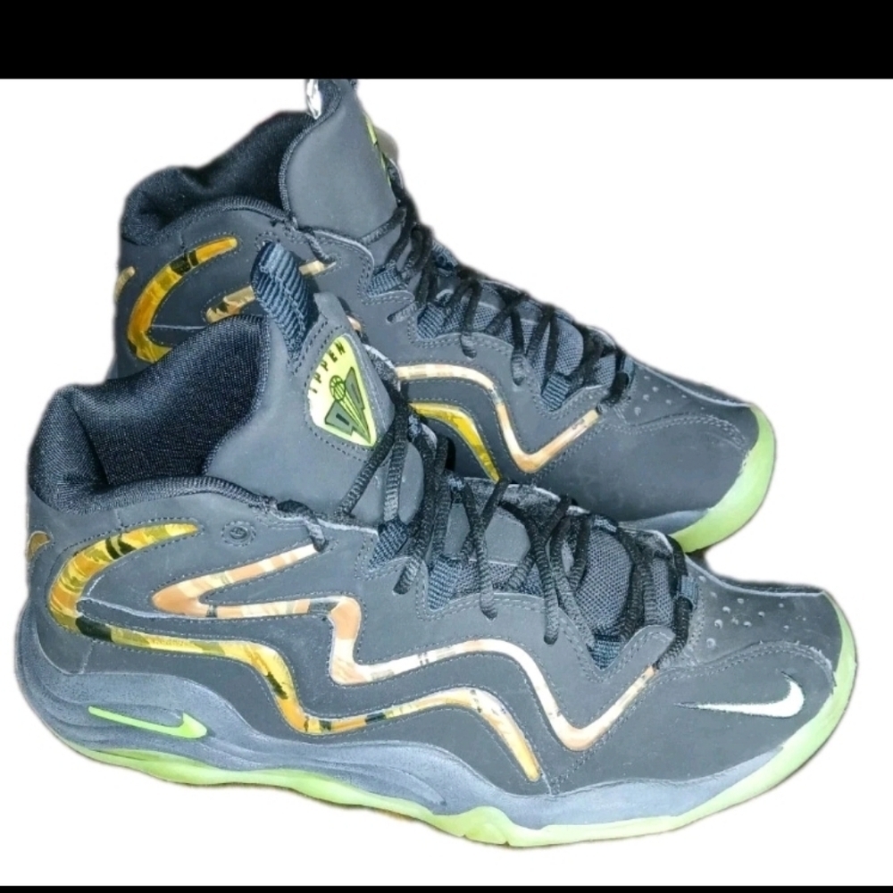 Nike Air Pippen Camo Black/Flash Lime Men's Basketball Shoes Size:10 Vintage - Picture 3 of 7
